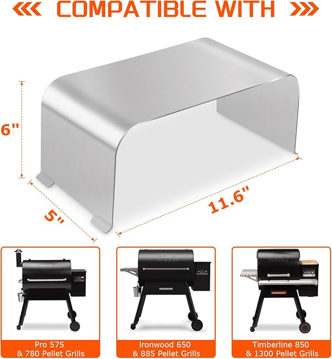 Upgraded Stainless Grill Heat Baffle Diffuser for Traeger Ironwood 650/885 Pro 575/780 D2 Timberline 850/1300 Westwood XL,Westwood Pellet Grill Serie Accessories,Modified Flame Tamer for Traeger Parts