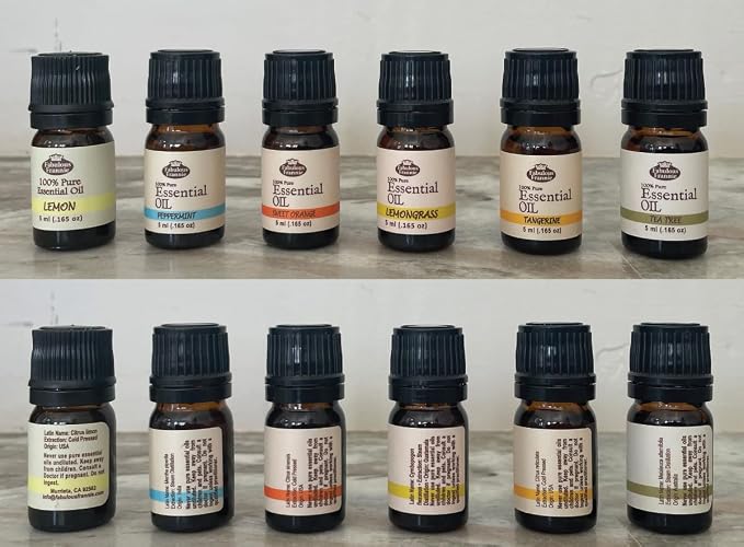Fabulous Frannie Start Set Pure Essential Oils 12-5ml Eucalyptus, Grapefruit, Lavender, Lemon, Lemongrass, Citronella, Orange, Peppermint, Fir, Tangerine, Tea Tree, Cinnamon