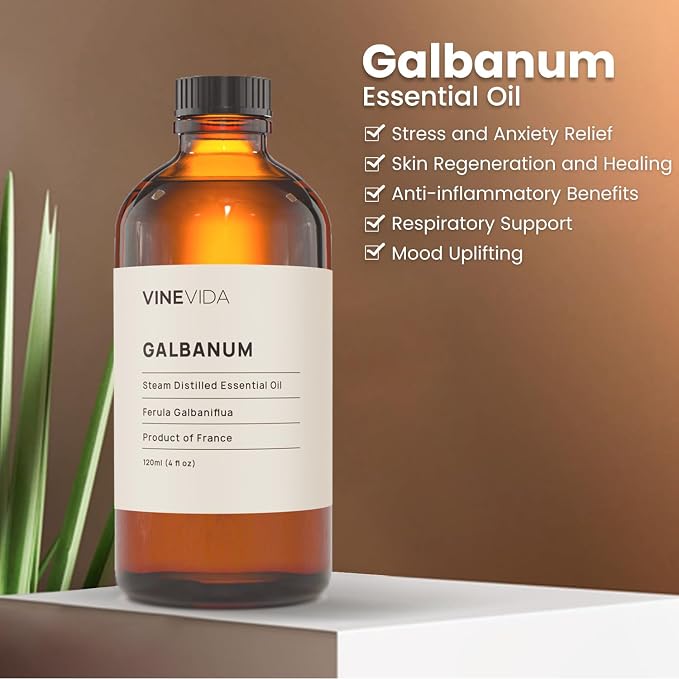 VINEVIDA Galbanum Essential Oil 4 oz - Undiluted - DIY Candle Scents - Bulk for Soap Making