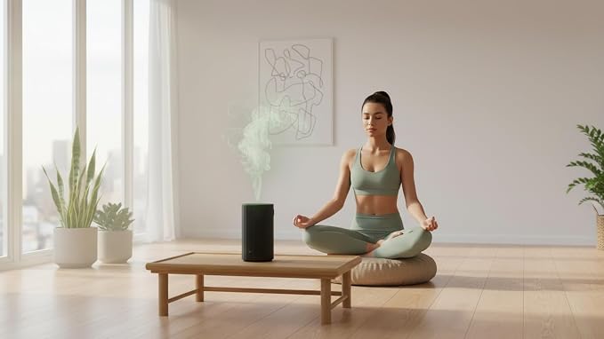 Waterless Essential Oil Diffuser Aromatherapy Scent Diffusers for Home Large Room, Bedroom, Car, Office, Desk, Battery Operated Mini Portable Air Freshener (Black)
