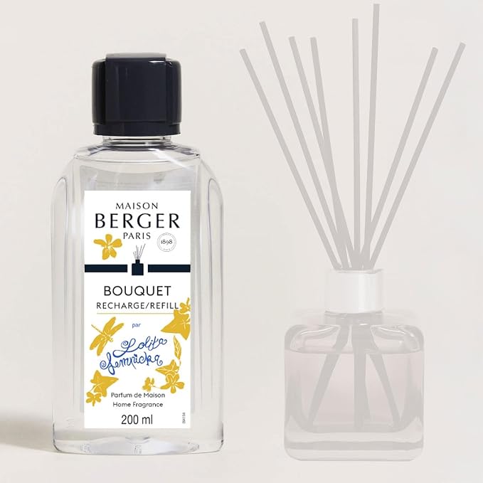 MAISON BERGER Reed Diffuser Refill, 200 ml, Lolita Lempicka | Fragrance Refill for Reed and Ceramic Diffusers, Passive Diffusion, ~6 Weeks, No Flame or Electricity, Made in France