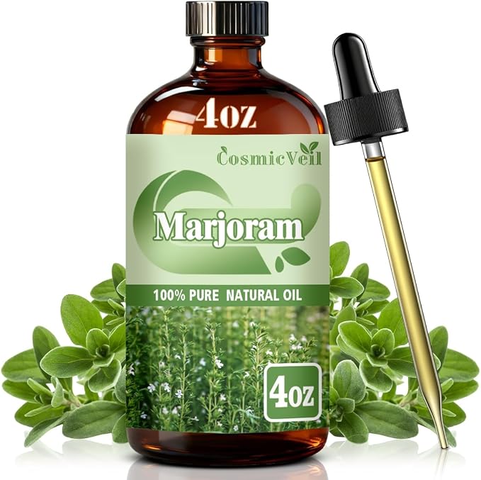 Marjoram Essential Oil Marjoram Oil for Aroma Diffuser,Humidifier,Home Fragrance,Cleaning,Body Care,Massage,Yoga,DIY Candle,DIY Soap CosmicVeil（Marjoram，4 Fl Oz (Pack of 1)）