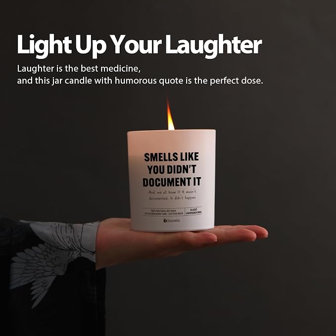 Smells Like You Didn’t Document It Funny Office Gifts for Boss Coworker HR Human Resource Scented Candle Home Office Jar Candle Soy Wax (9.5 oz, Layered Scent)