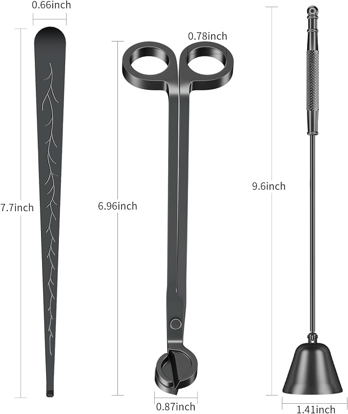 calary Candle Wick Trimmer, Candle Snuffer and Wick Dipper & Candle Accessory Set, 3 in 1 Candle Care Kit for Candle Lover (Black)