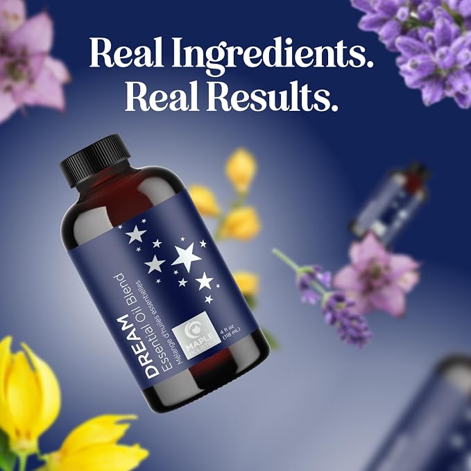 Sleep Essential Oil Blend for Diffuser - Dream Essential Oils for Diffusers Aromatherapy and Relaxation with Clary Sage Ylang-Ylang Roman Chamomile and Lavender for Sleep Time Support (4 Fl Oz)