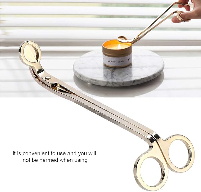 Candle Wick Trimmer,4 Colors Plating Design Heart Stainless Steel Wick Cutter Scissors Tool for Candle Making Supplies Accessories Remove (Gold)