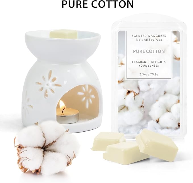 SCENTORINI Wax Melts, Summer Scented Wax Cubes, Cotton Scent Soy Wax Melts Strong Scent, for Wax Warmer Valentines Day Gifts Home Decor, 2 x 2.5 oz