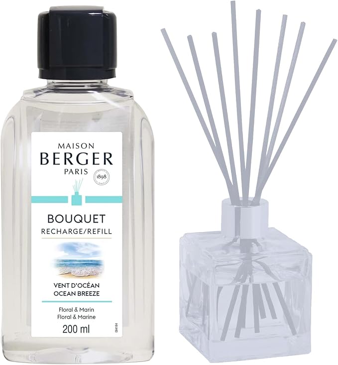 MAISON BERGER Reed Diffuser Refill, 200 ml, Ocean Breeze | Fragrance Refill for Reed and Ceramic Diffusers, Passive Diffusion, ~6 Weeks, No Flame or Electricity, Made in France