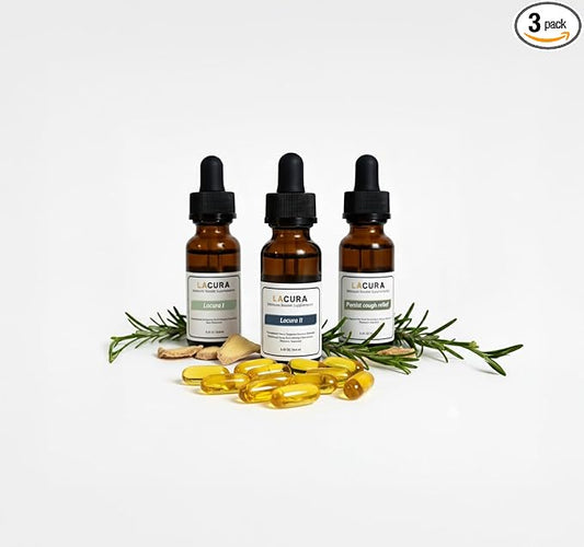 LaCura Immune Essentials 3-Blend Bundle – Daily Wellness & Respiratory Support Drops – Plant-Based Oil Blend with Orange, Clove, Ginger, Oregano & Thyme – Includes LaCura I & II, Persist Cough Support