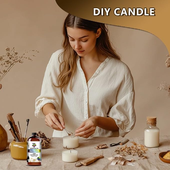 Jasmine Essential Oil, Jasmine Oils, for Diffuser, Humidifier, DIY Candles, Soap, Bedroom, Gift, Essential Oil, GV77ZF Jasmine Fragrance Oil - 8 fl oz (240 ml)