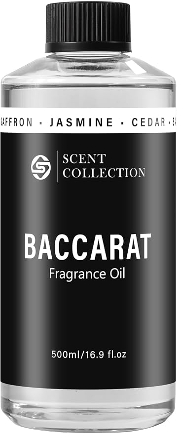 Luxury Hotel Scent Baccarat 500ml/16.9Fl oz Waterless Essential Oil NYC Hotel Scent Experience – Long Lasting Refill for Large Room & Home - Signature Saffron Cedar