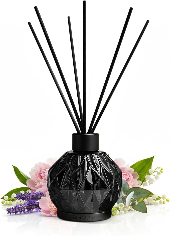 AromaPlan Reed Diffuser, Minty Eucalyptus Scent Diffuser (8.45 fl oz, 250ml)- Luxury Reed Diffusers Set for Home- Includes Reed Diffuser Sticks & Fragrance Oil in Glass Bottle