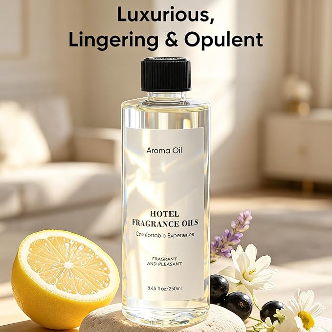 Hotel Diffuser Oil Refill Inspired by The Ritz-Carlton Hotel - 250 ml 8.45 fl oz -Aromatherapy Essential Oil- Lemon, Lavender & Wood Notes- Ideal for Ultrasonic and Waterless Diffusers