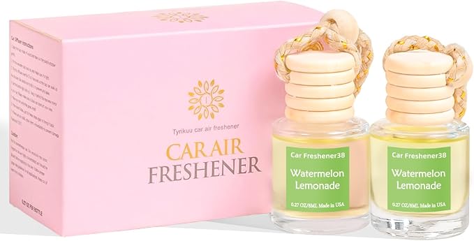 Hanging Car Air Freshener, Long Lasting Essential Oil Diffuser, Non-Toxic New Car Scent, Cute Car Fresheners for Women, 2 Pack Made in USA
