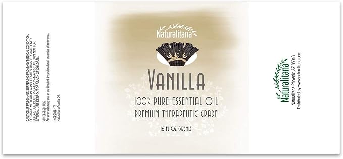 Naturalitana Vanilla Scented Essential Oil 16 oz for Diffuser, DIY Fragrance, Bath Bombs, Candle & Soap Making