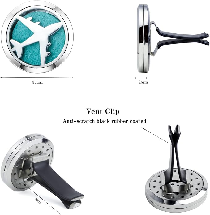Plane Car Diffuser Vent Clip Essential Oil Aromatherapy Car Diffuser Vent Clips Air Freshener Car Accessories for Women with 10 Refill Pads