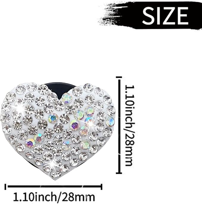 8 Pcs Bling Heart Air Vent Clips, Crystal Car Fresheners, Diffuser With Rhinestone Decoration, Cute Interior Accessories for Women Girls (Silver)