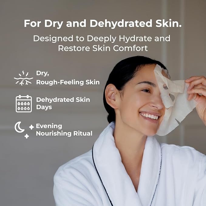 INNA ORGANIC Organic Sheet Mask - Deep Hydration & Post Microneedling Soothing, EWG & COSMOS Certified (Pack of 5) | Myrrh Essential Oils Infused Skin Care | Luxury Clean Beauty