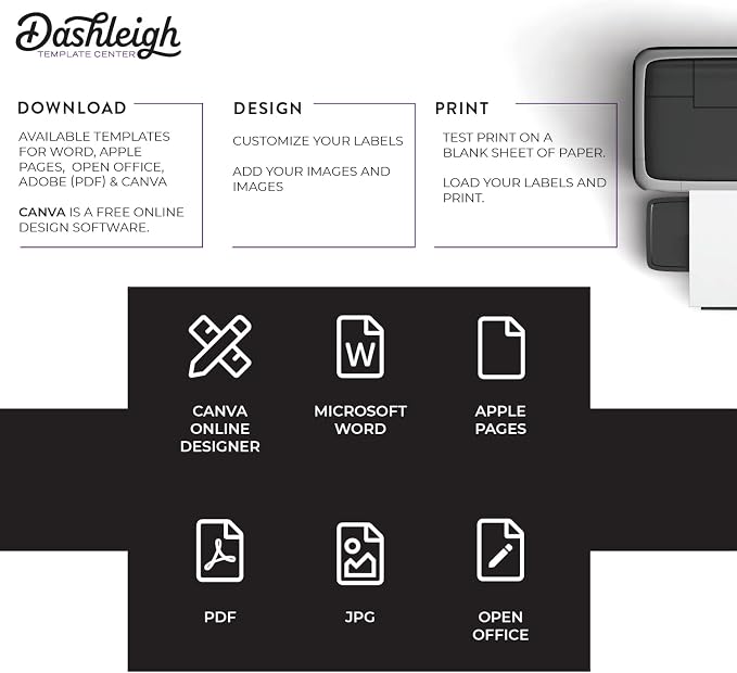 Dashleigh Perfume Bottle Labels Waterproof, 75 Blank Printable Vinyl Stickers 2.2x1.7 Inch for 10ml Roller Bottles - Oil Proof Label Sheets for Inkjet, Essential Oil, Roll-On Perfume, Aromatherapy