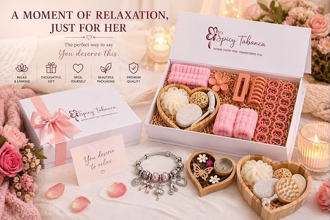 Ultimate 25‑Piece Spa Gift Set for Women – Luxury Self Care Bath Kit with Charm Bracelet, Relaxation Accessories & Premium Magnetic Gift Box – Perfect Birthday, Mother’s Day & Thank‑You Gift