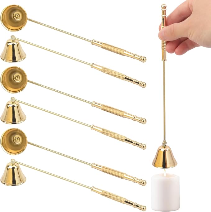 7 Pack 8.3 Inch Gold Candle Snuffer Set, Candle Wick Snuffer Elegant Home Décor Accessory for Scented Candles