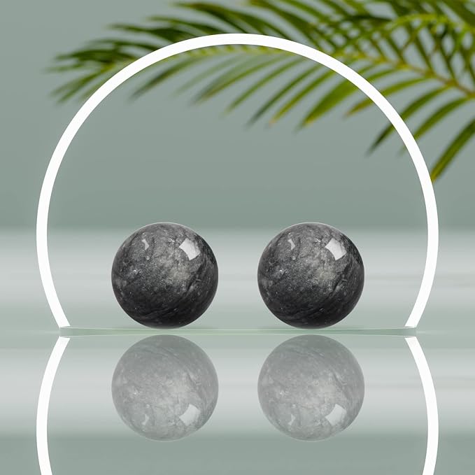 Coolrunner 2'' Marble Dark Grey Baoding Balls Chinese Health Stress Relieve Hand Exercise Hand Massage Hand Balls