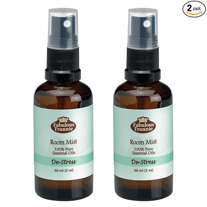 Fabulous Frannie De-Stress Essential Oil Pillow or Room Mist A Perfect Blend of Grapefruit, Ylang Ylang and Lavender Essential Oils 2oz Each 2pk
