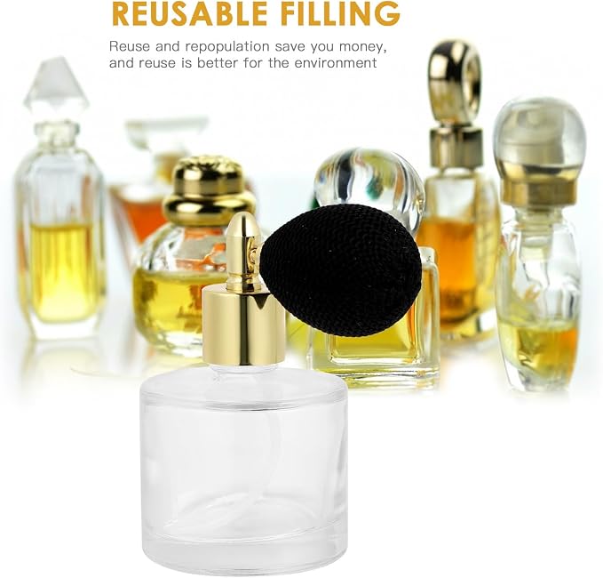 HEALLILY Refillable Perfume Bottle 3.54In Fine Mist Spray Atomizer Leakproof Clear Glass Travel Container for Fragrance Dispensing