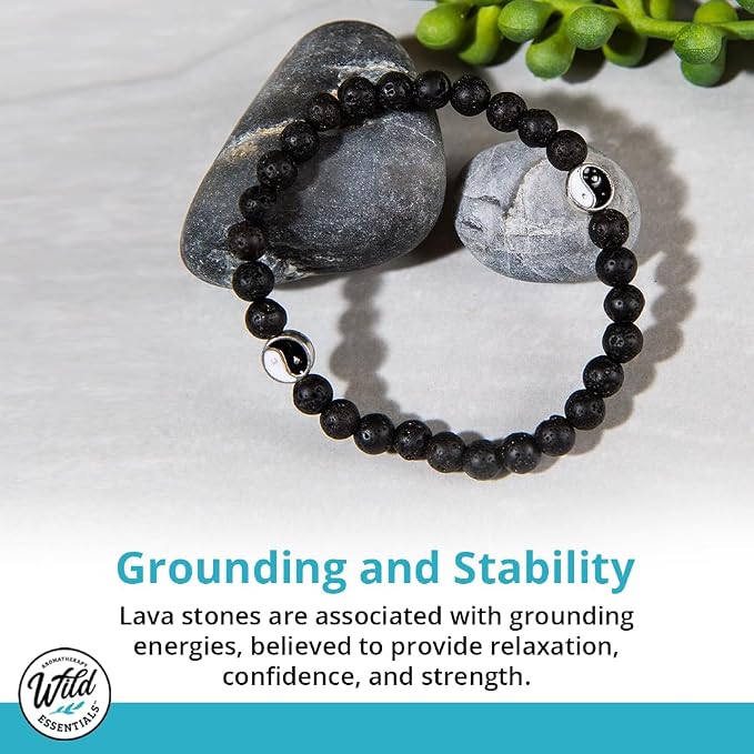 Wild Essentials Turquoise and Hematite Lava Stone Essential Oil Diffuser Bracelet, Expandable Elastic, Aromatherapy Jewelry Gift Set and 100% Pure Oils (Lavender, Lemongrass, Orange and Peppermint)