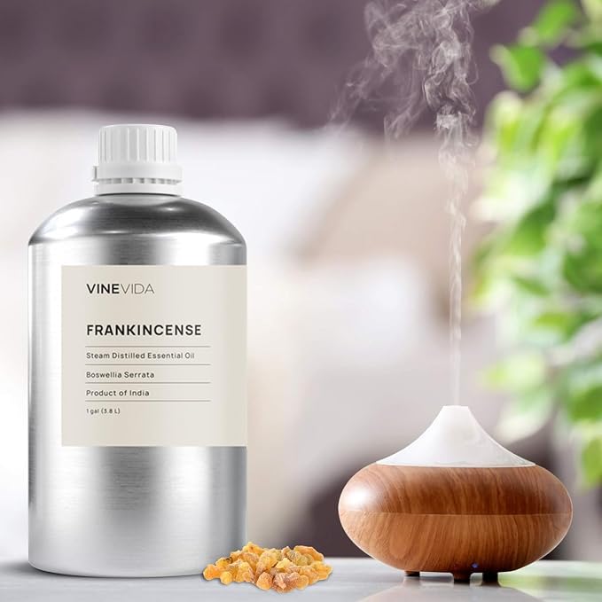 VINEVIDA Frankincense Essential Oil - Gallon Undiluted for Soap Making, Skin Safe - DIY Candle Scents for Candlemaking - 8 lbs Bulk Essential Oil