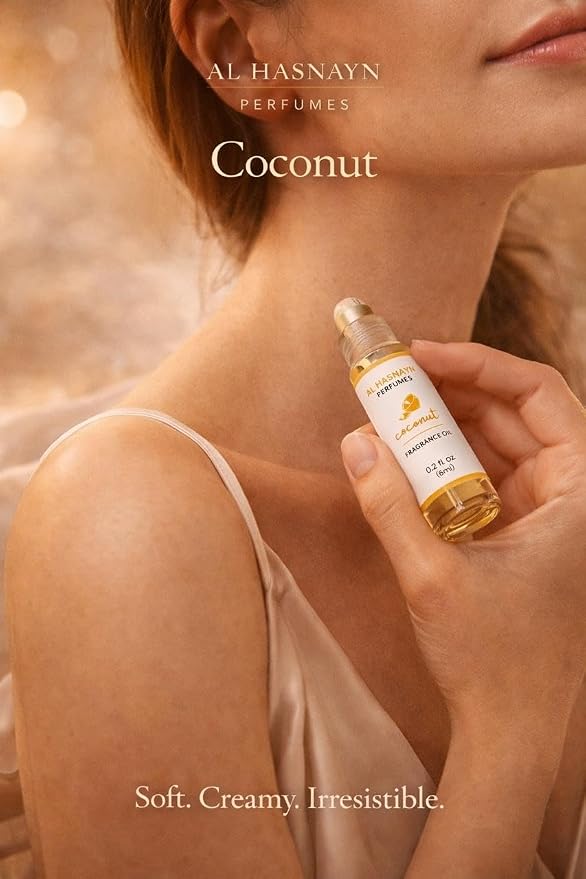AL-HASNAYN Coconut Fragrance Oil Roll-On Perfume 6ML 0.20 fl oz, Alcohol Free, Long Lasting, For Men Women