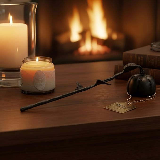 AIM & GGKK Black Pumpkin Candle Snuffer Extinguisher - Long Handle for Safe Flame Out,Decorative Snuffers Accessory for Candle Lovers