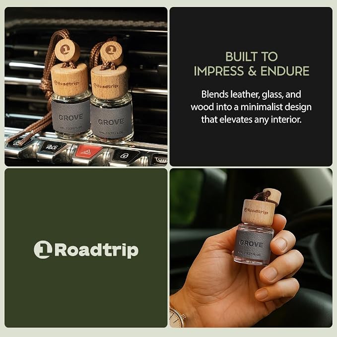 Scented Car Air Freshener - Long Lasting Essential Oil Diffuser - Car Accessories for Men & Women - Pack of 2 Non-Toxic Car Air Freshener - 0.27FL OZ/8ML (Grove 8ml)