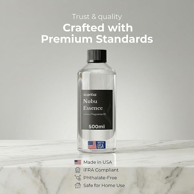 Scentia Nobu Essence Diffuser Oil for HVAC Scent Machine – Hotel Fragrance Inspired by Nobu Hotel – 500 mL – Jasmine, Lily & Sandalwood Oil for Commercial & Cold Air Diffusers, Made in USA
