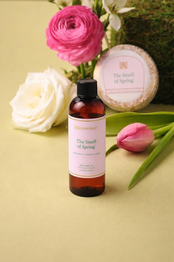 Aromatique The Smell of Spring Diffuser Oil – 4 fl oz Floral Reed Diffuser Refill, Hyacinth, Jasmine & Rose Home Fragrance