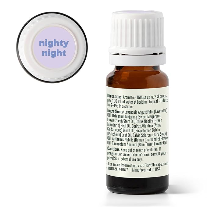 Plant Therapy Kids Nighty Night Essential Oil Blend for Sleep, 10 mL (1/3 oz), 100% Pure, Undiluted, Natural Aromatherapy, Encourages a Good Night's Rest