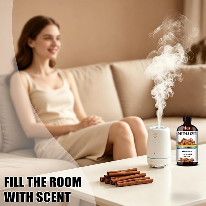 Cinnamon Essential Oil, Cinnamon Oil 4 Fl Oz 120ML for Diffuser Humidifier Yoga Cleaning DIY Candle Soap Making MUMAZYL Essential Oils