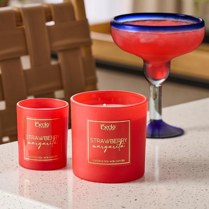 3 Wick Candle, 14.5oz Strawberry Margarita Scented Candle, 3 Wick Candles, Big Candles, Huge Candle, Three Wick Candle, Bath Candles, Candle 3 Wick, 3 Wick Candle Jars