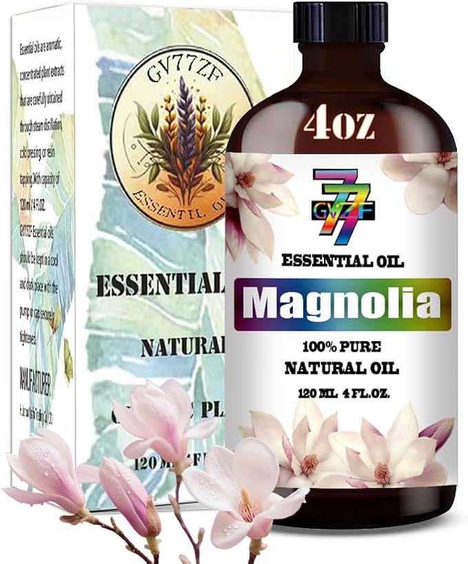 Magnolia Essential Oil, Magnolia Oils, for Diffuser, DIY Candles, Soap, Humidifier, Living Room, Gift, Essential Oil, GV77ZF Magnolia Fragrance Oil - 4 fl oz (120 ml)