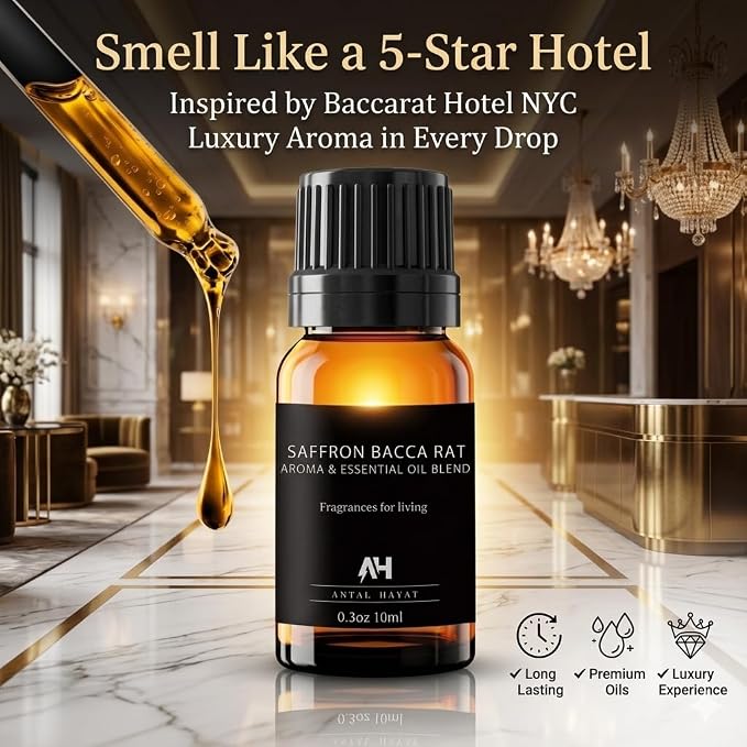 Baccarat Rouge Difuser Oil 10ml - Home Luxury Scents Refill - Inspired by Baccarat Rouge Perfume - Saffron, Jasmine, Amber - Make Your House Smell Good - Aromatherapy Diffuser Oil - Hotel Oil Scent