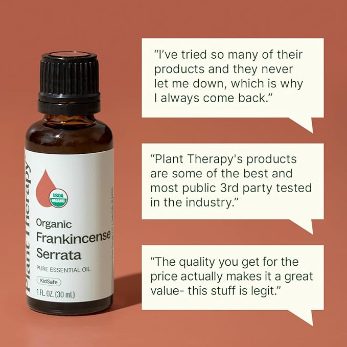 Plant Therapy Organic Frankincense Serrata Essential Oil 100% Pure, USDA Certified Organic, Undiluted, Natural Aromatherapy, Therapeutic Grade 30 mL (1 oz)