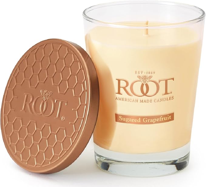 Root Candles Scented Candles Honeycomb Beeswax Blend Premium Handcrafted Candle, Large Veriglass, Sugared Grapefruit