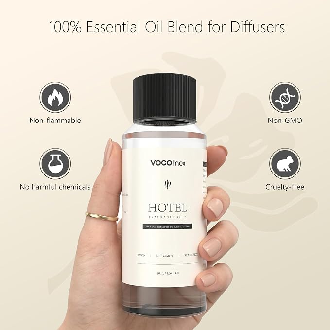 VOCOlinc Hotel Collection Diffuser Oil - Eucalyptus - Inspired by Luxury Five Star Hotel Lobby Scent Oil for Waterless Oil Diffusers, Luxurious Scents of Peppermint, Rosemary, and Eucalyptus (4.06 OZ)