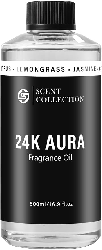 Luxury Hotel Scent Diffuser Oil 24K Aura 500ml Lemongrass Fragrance for Home, Long Lasting Waterless Aroma Oil Refill for Cold Air & Car Diffusers, Large Room Home Fragrance