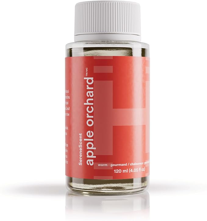 Homedics SereneScent Waterless Diffuser Oil Refill — Apple Orchard (120ml). Uplifting Home Fragrance. Compatible with SereneScent Diffusers. Easy Twist Plug & Play.