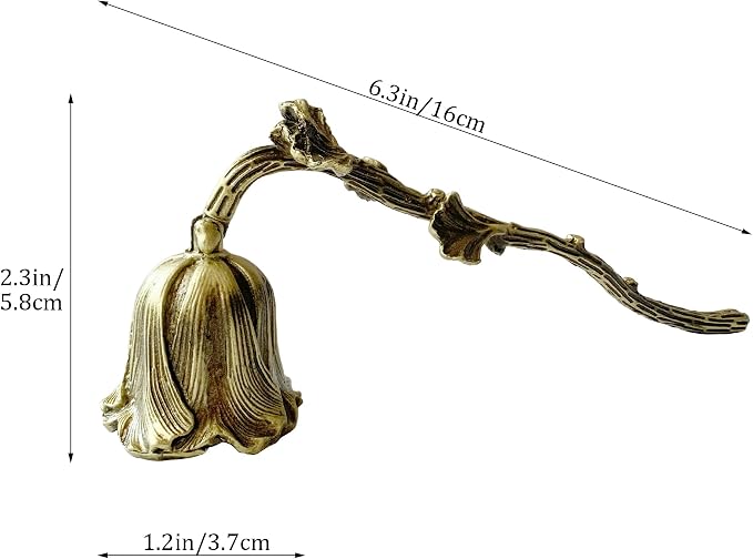 Ginkgo Candle Snuffer, Hand-Painted Metal Candle Extinguisher with Non-Slip Handle, Elegant Decorative Candle Tool for Hanukkah, Christmas, Birthdays (Rustic Ginkgo)
