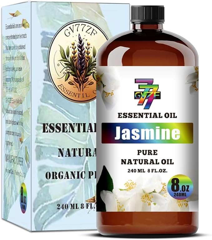 Jasmine Essential Oil, Jasmine Oils, for Diffuser, Humidifier, DIY Candles, Soap, Bedroom, Gift, Essential Oil, GV77ZF Jasmine Fragrance Oil - 8 fl oz (240 ml)