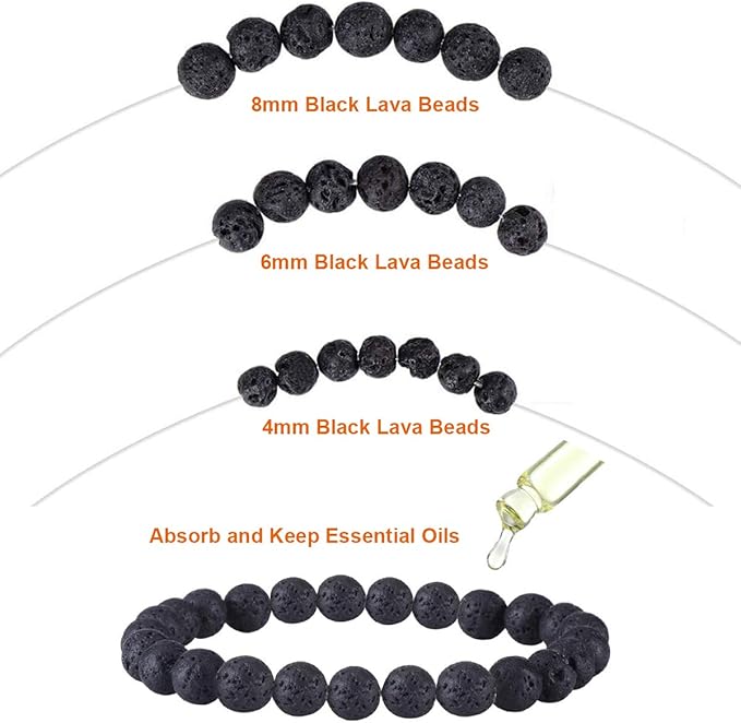 EuTengHao 702Pcs Lava Beads Stone Rock Beads Rainbow Striped Beads Kit with Chakra Beads Cloisonne Beads Spacer Beads Bracelet String Cord for Diffuser Essential Oils Adult Jewelry Making Supplies