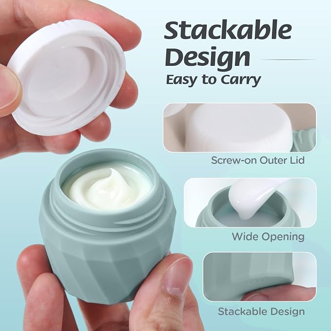 6Pcs Travel Bottles for Toiletries, TSA Approved Travel Size Toiletries Containers Set, BPA-FREE Silicone Leak Proof Refillable Bottles and Jars, Women & Men Airplane Cruise Essentials Kit