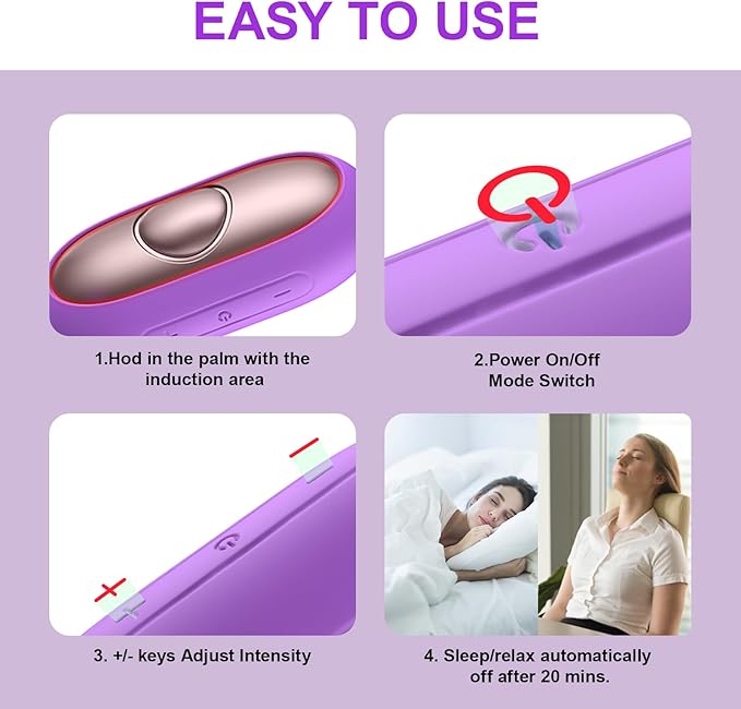 Handheld Relaxation Device – Dual-Mode Gentle Pulse Wellness Tool for Adults & Kids, Portable Sleep Device, Supports Calm Focus & Better Rest, USB-C Rechargeable (Purple)
